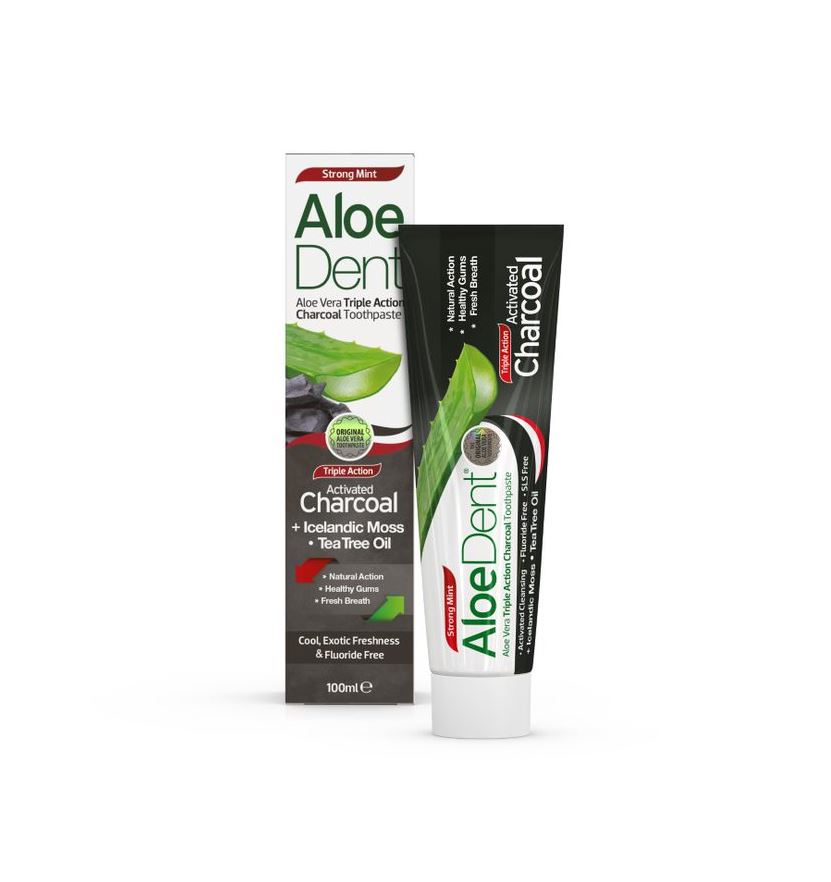 Aloe Vera Triple Action Charcoal Toothpaste Strong Mint (Fluoride Free) 100ml