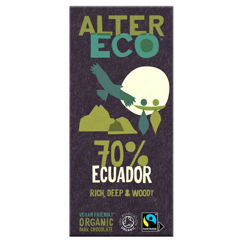 70% Ecuador Rich, Deep & Woody Vegan Chocolate 100g