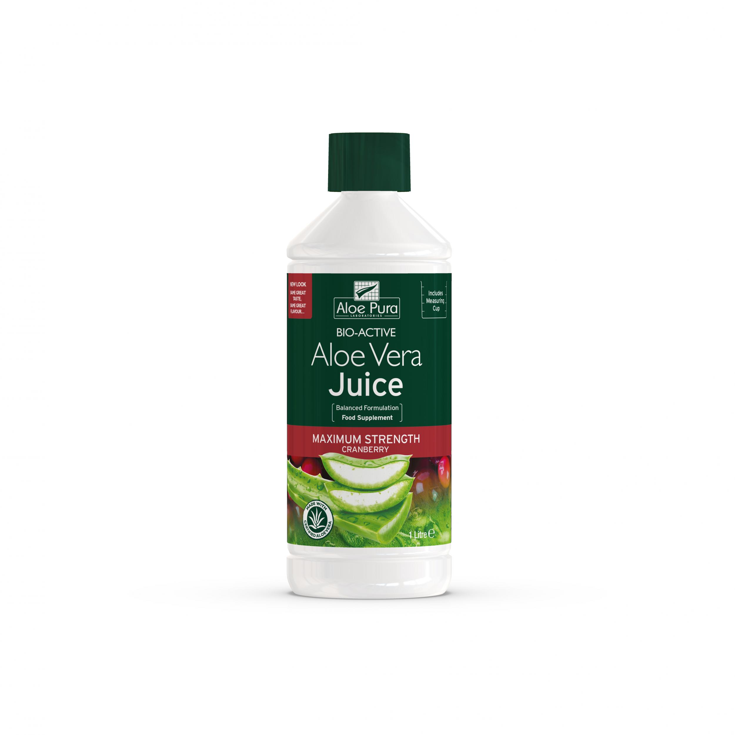 Bio-Active Aloe Vera Juice Maximum Strength Cranberry 1 Litre