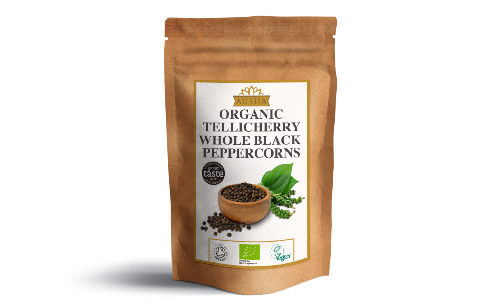 Organic Tellicherry Black Peppercorns 200g