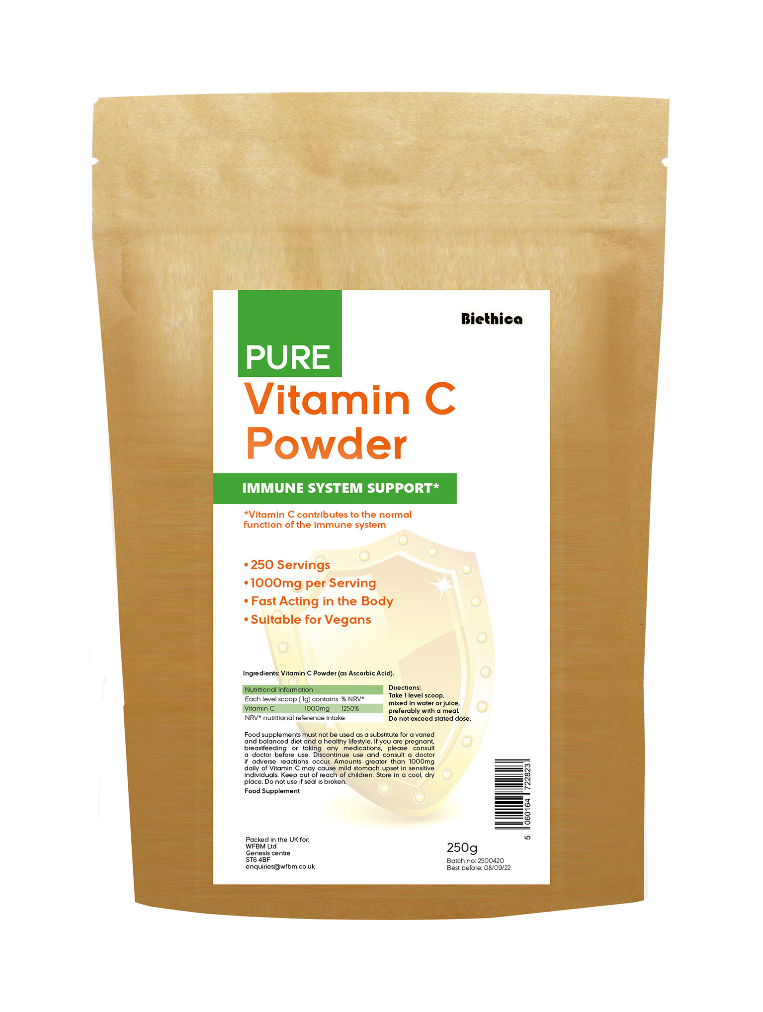 Pure Vitamin C Powder 250g The Natural Dispensary