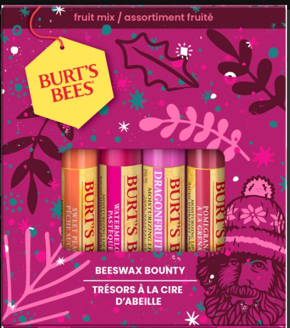 Beeswax Bounty Fruit Mix Lip Balms Gift Set (Pink Box)