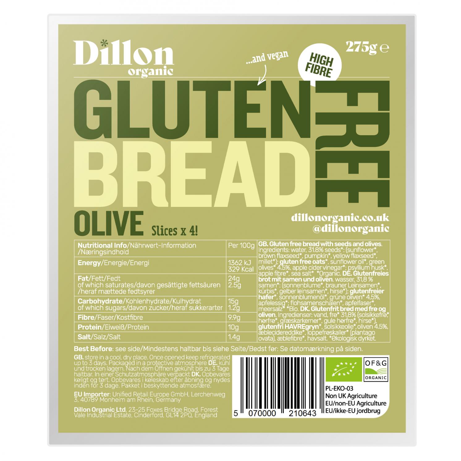 Gluten Free Bread Olive 275g