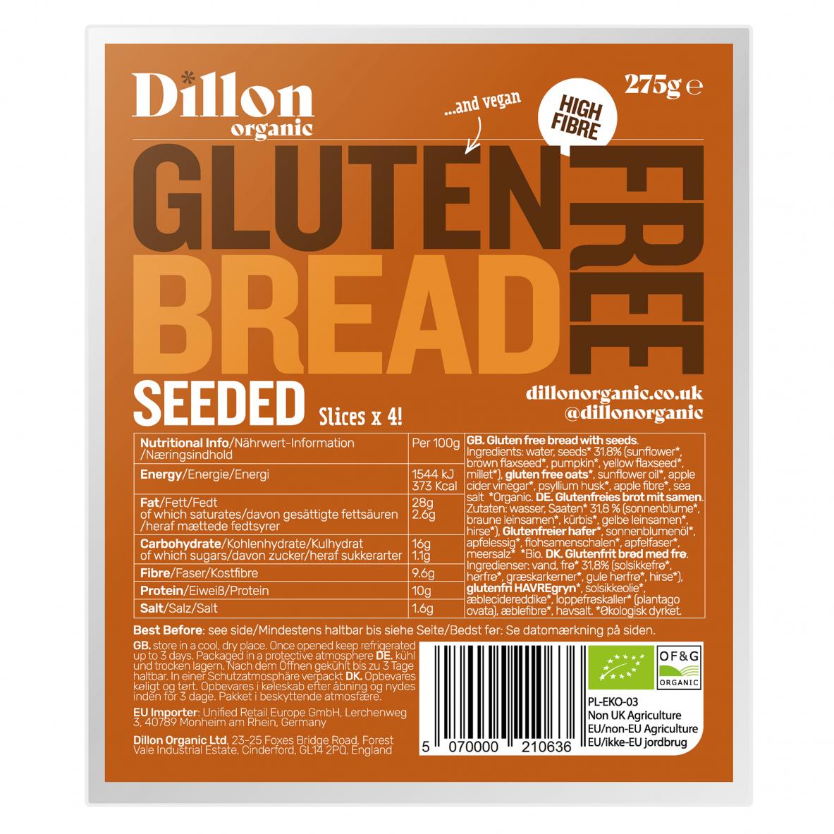 Gluten Free Bread Seeded 275g