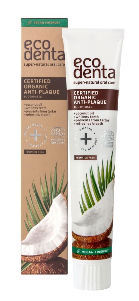 Certified Organic Anti-Plaque Toothpaste Coconut Oil Fluoride Free 75ml