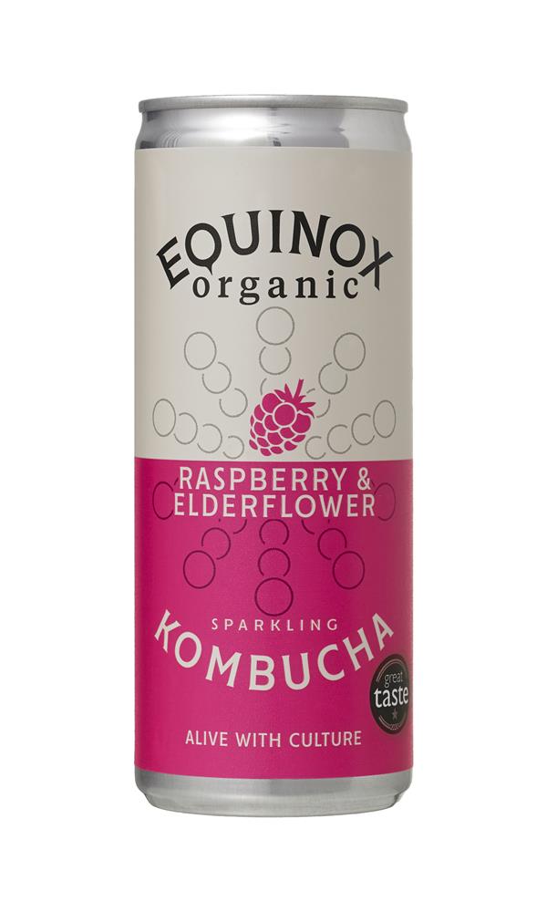 Organic Raspberry & Elderflower Sparkling Kombucha 250ml Can