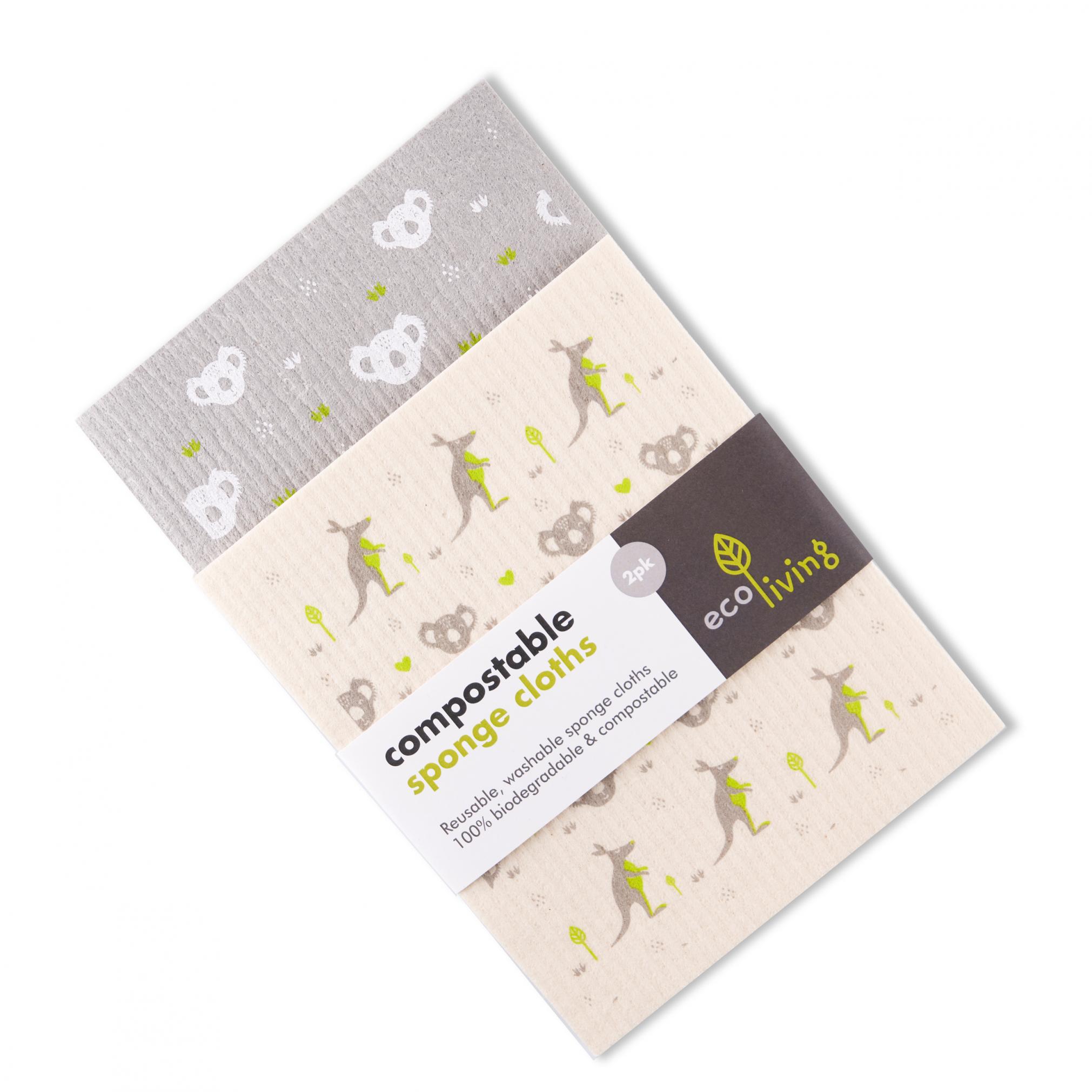 Compostable Sponge Cloths Kangaroos (2 Pack)