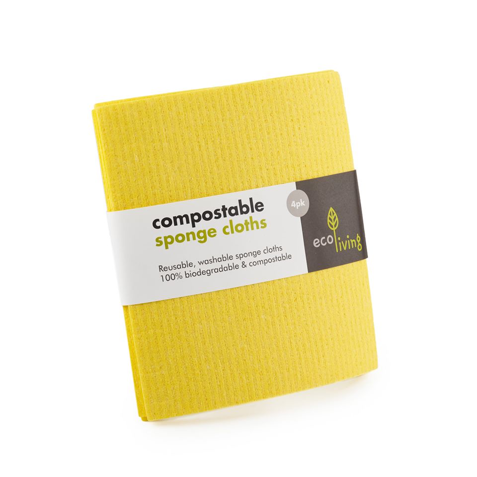 Compostable Sponge Cloths (4 Pack) (Plain Yellow)