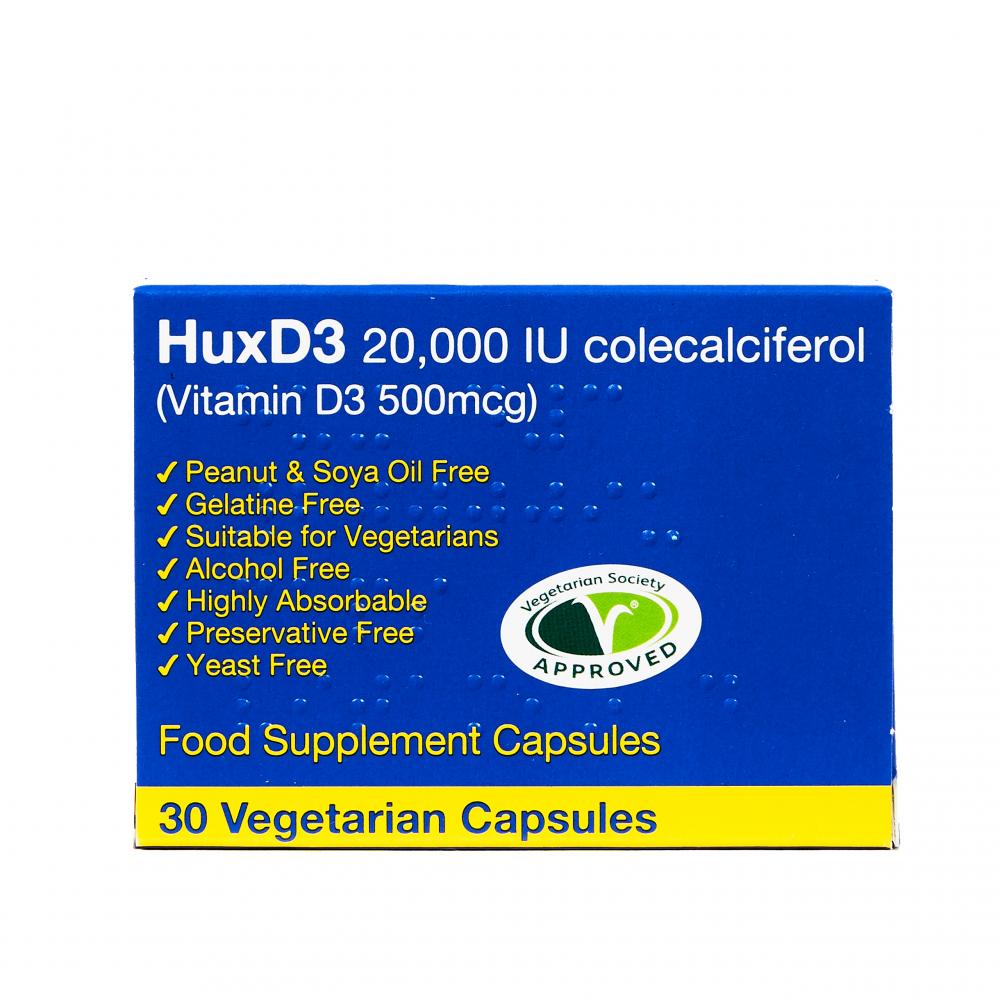 HuxD3 20,000 IU (Vitamin D3 500mcg) 30's