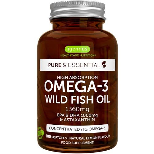 Pure & Essential Omega-3 Wild Fish Oil 1360mg EPA & DHA 1000mg & Astaxanthin 180's