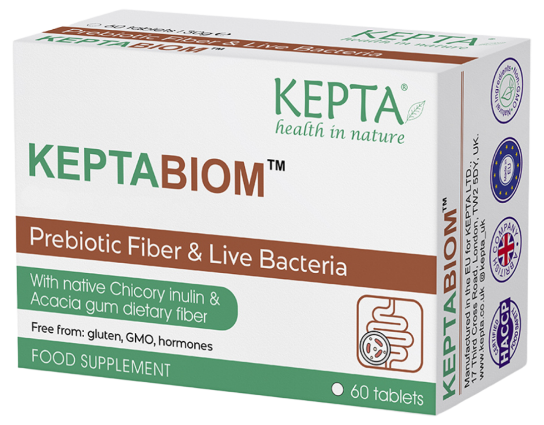 KEPTABIOM Prebiotic Fiber and Live Bacteria 60s