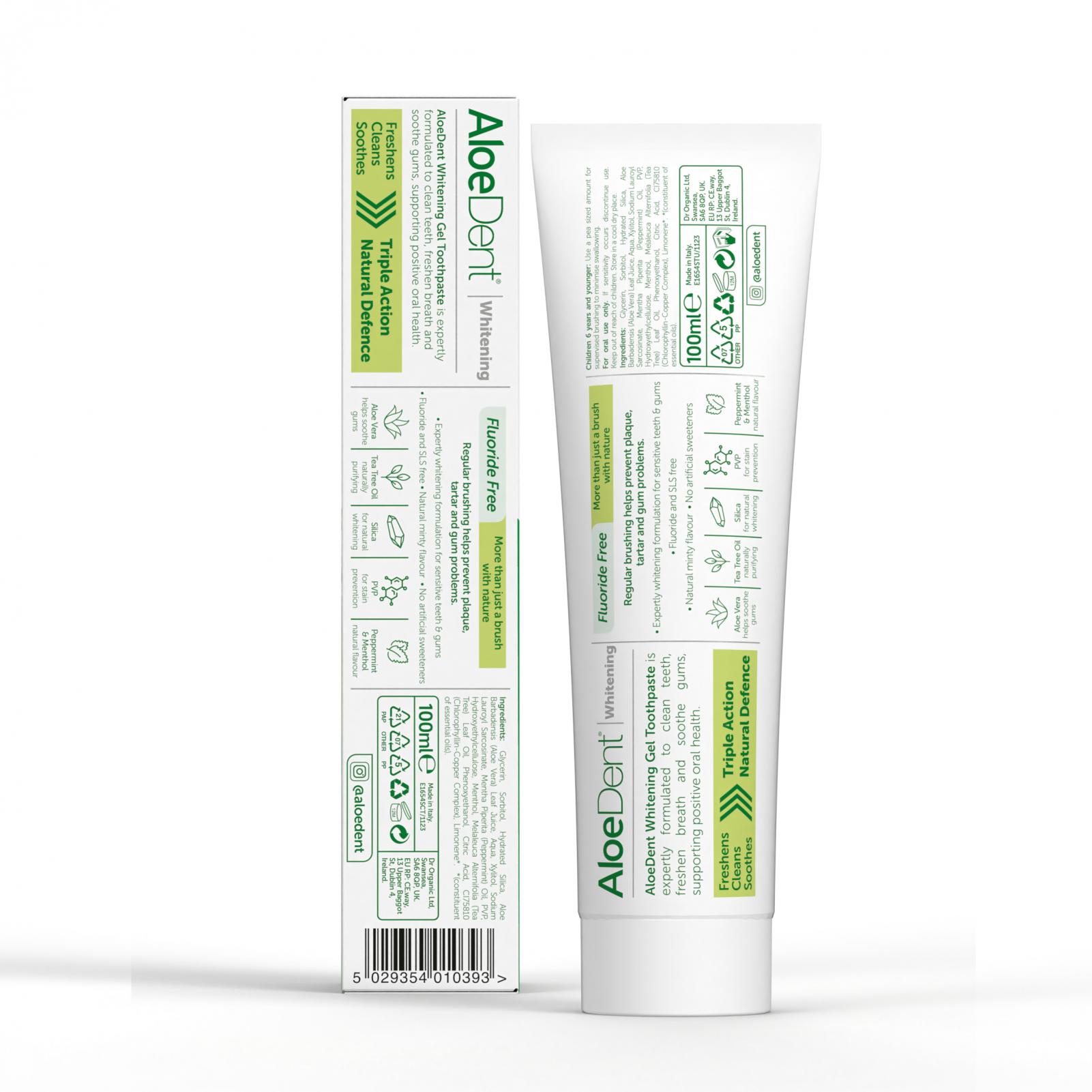 Whitening Aloe Vera Gel Toothpaste Fluoride Free 100ml