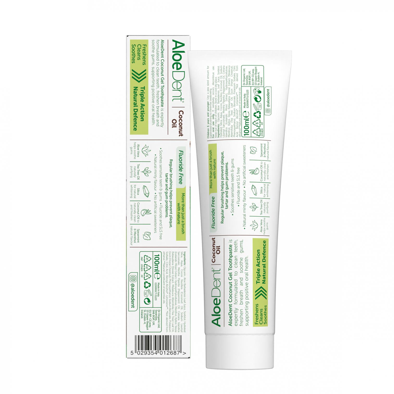 Coconut Oil Aloe Vera Gel Toothpaste Fluoride Free 100ml