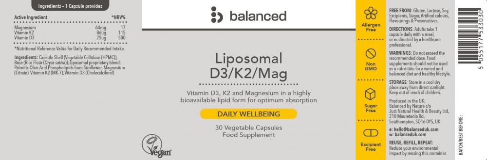 Liposomal D3/K2/Mag 30's: The Natural Dispensary