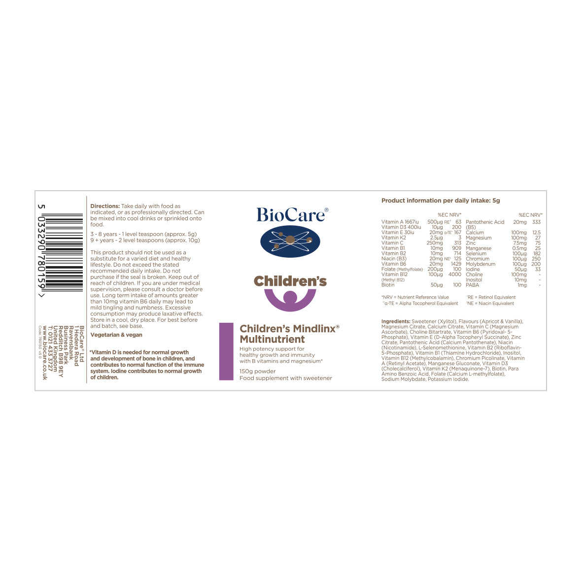 Children's Mindlinx Multinutrient 150g powder