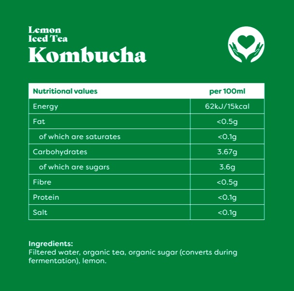 Kombucha Lemon Iced Tea 24 x 330ml CASE