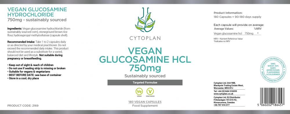 Vegan Glucosamine HCL 750mg 180s