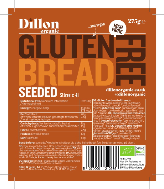 Gluten Free Bread Seeded 275g