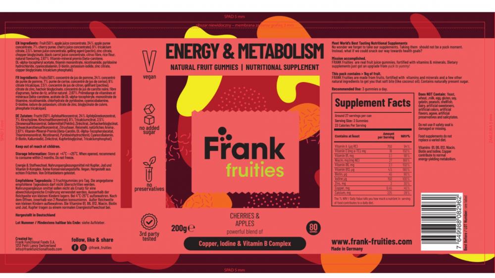Energy & Metabolism Natural Fruit Gummies 80's