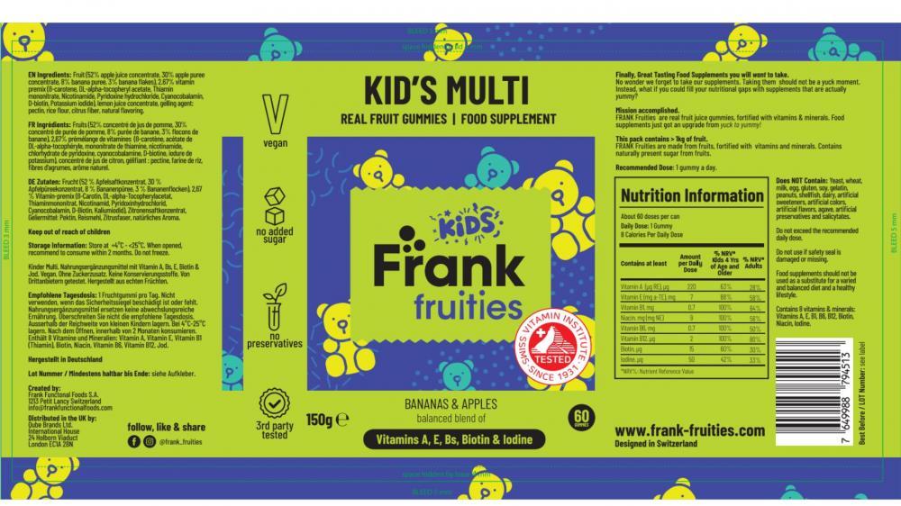 Kid's Multi Real Fruit Gummies 60's