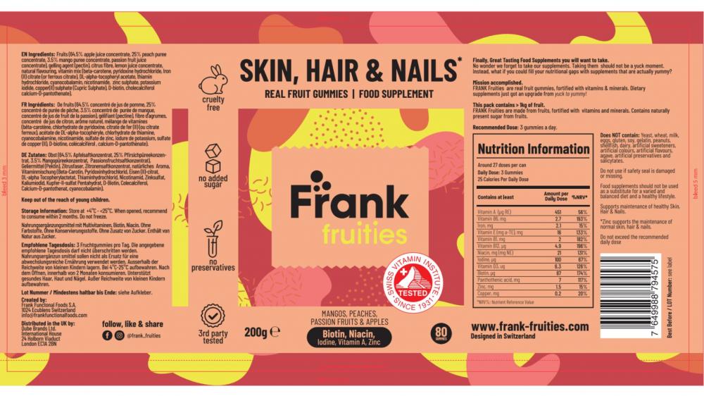 Skin, Hair & Nails Natural Fruit Gummies 80's