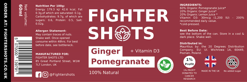 Ginger Pomegranate + Vitamin D3 12x60ml CASE