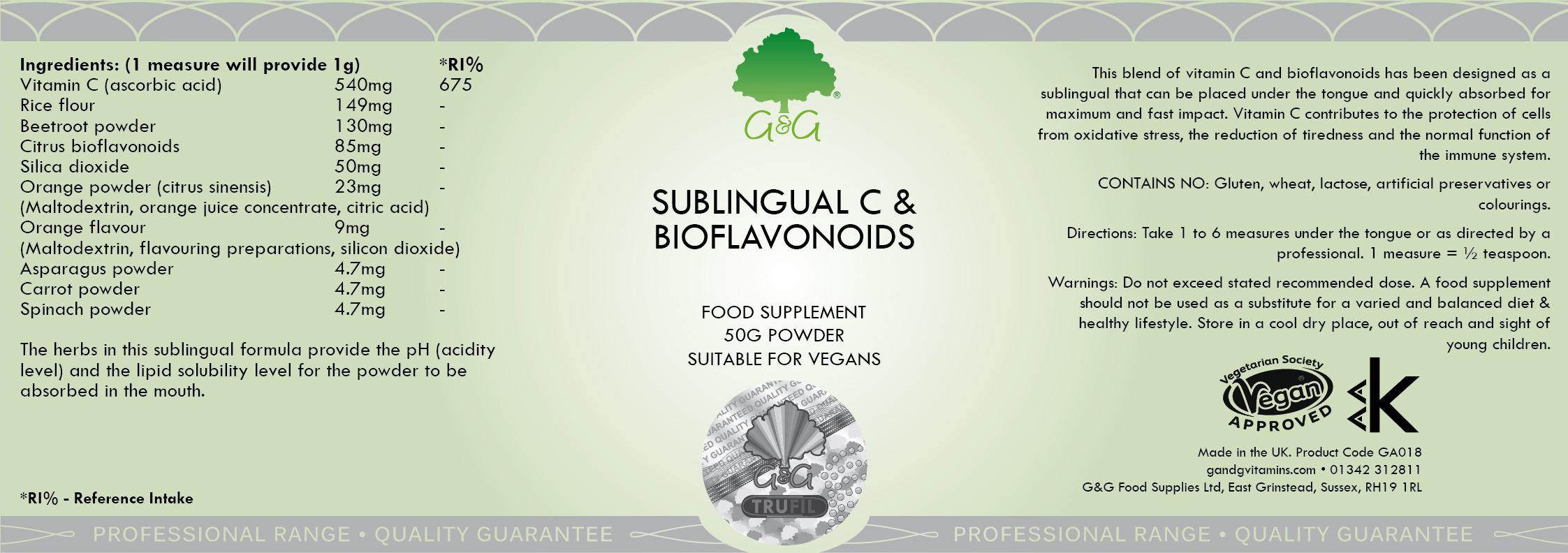 Sublingual C & Bioflavonoids 50g