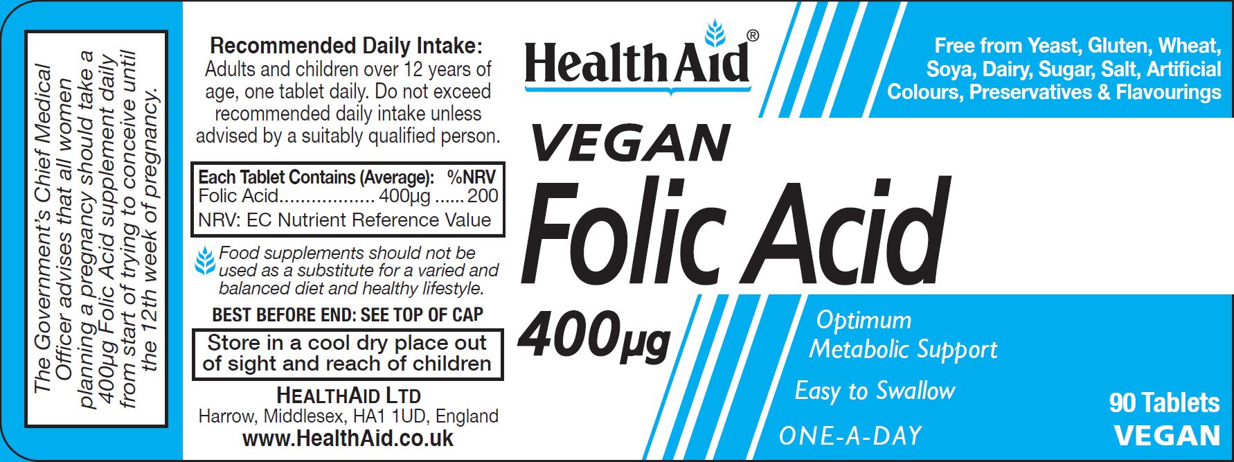 Vegan Folic Acid 400ug 90's