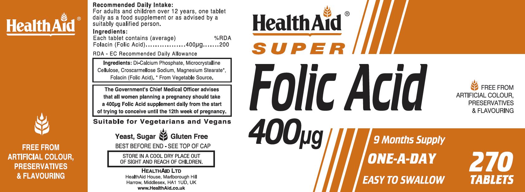 Super Folic Acid 400ug  270's