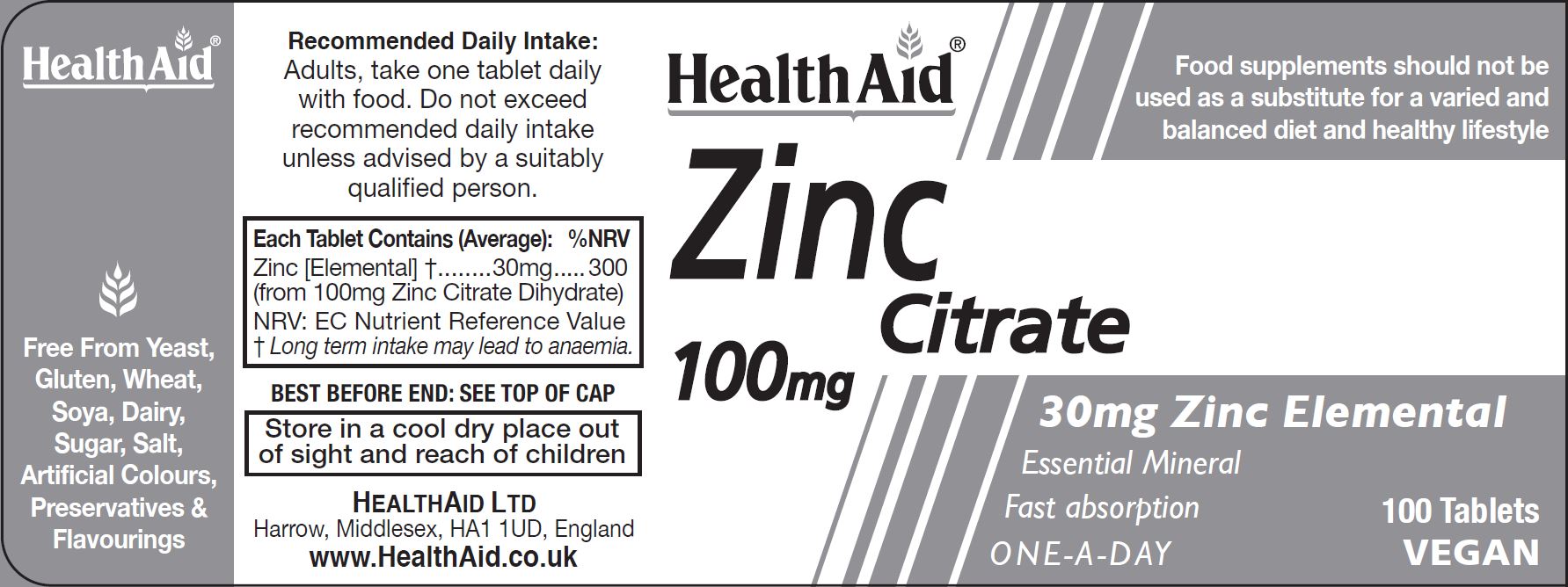 Zinc Citrate 100mg 100's
