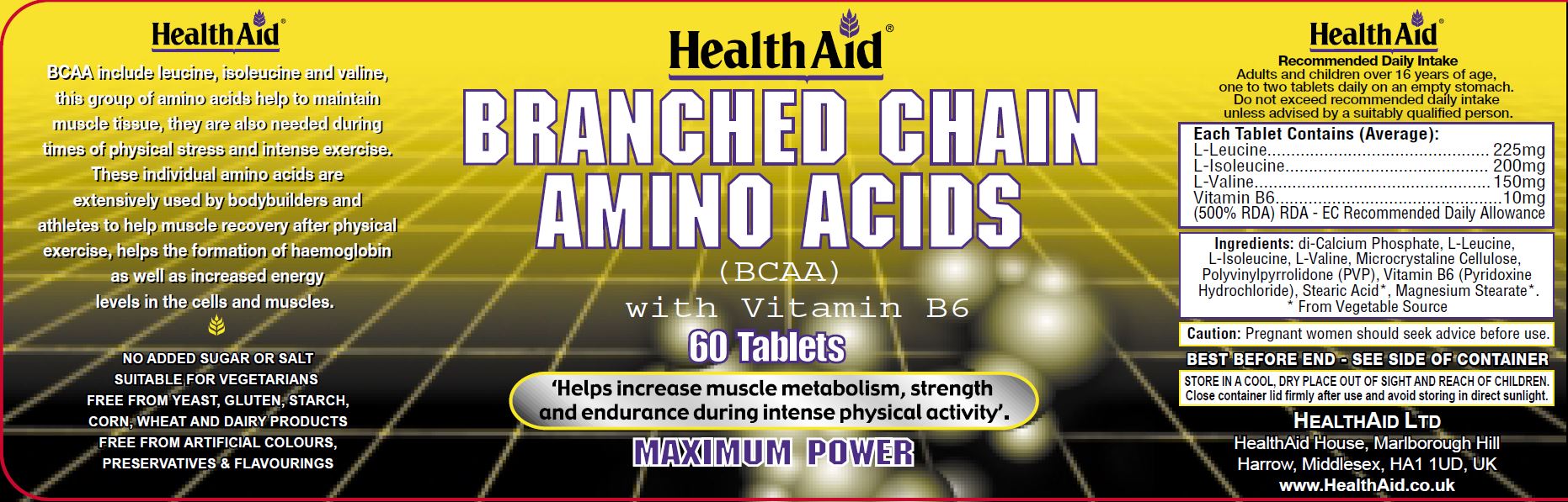 Branched Chain Amino Acids (BCAA) with Vitamin B6 60s
