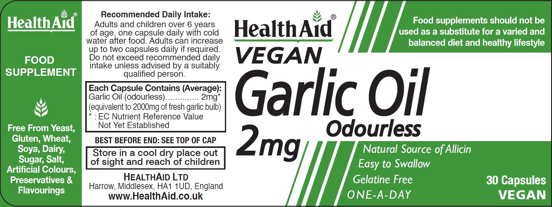 Vegan Garlic Oil Odourless 2mg 30s