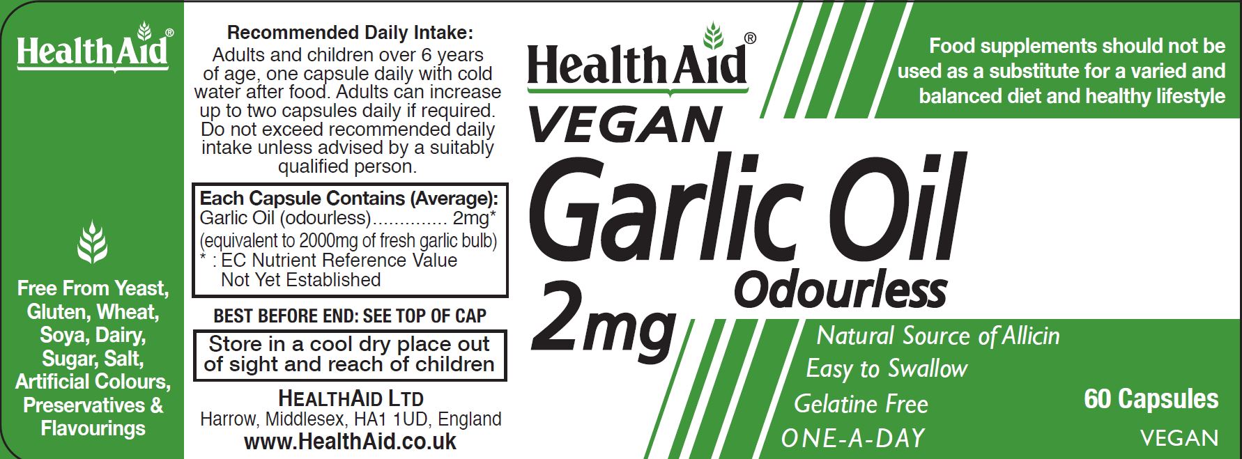 Vegan Garlic Oil Odourless 2mg 60s