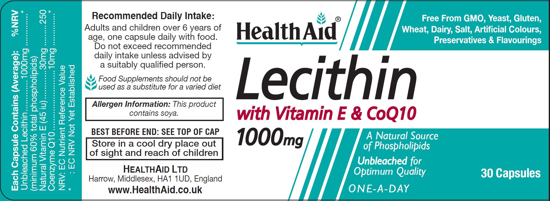 Lecithin with Vitamin E & CoQ10 1000mg  30's
