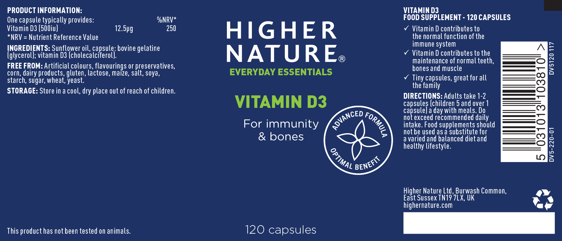 Vitamin D3 (500iu) 120's