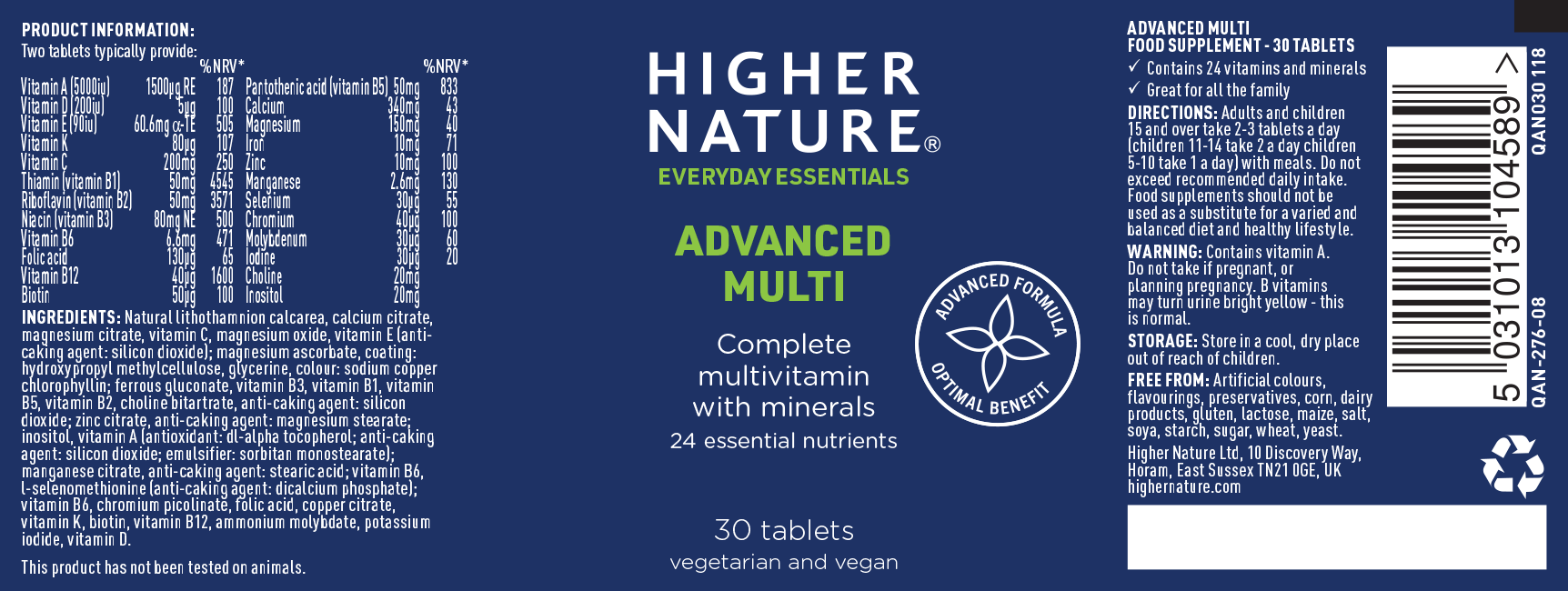Advanced Multi (Formerly Advanced Nutrition Complex) 30's
