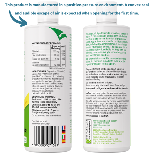 Liposomal Vitamin C 1000mg & Zinc 450ml