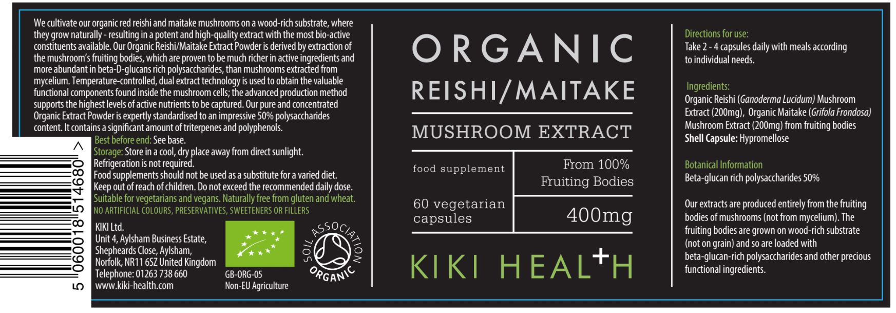 Organic Reishi/Maitake Mushroom Extract 60's