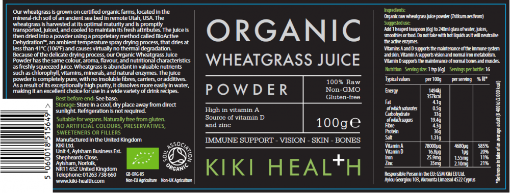 Organic Wheatgrass Juice Powder 100g