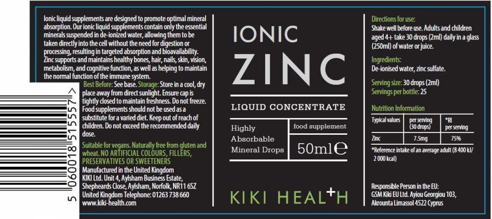 Ionic Zinc Liquid Concentrate 50ml