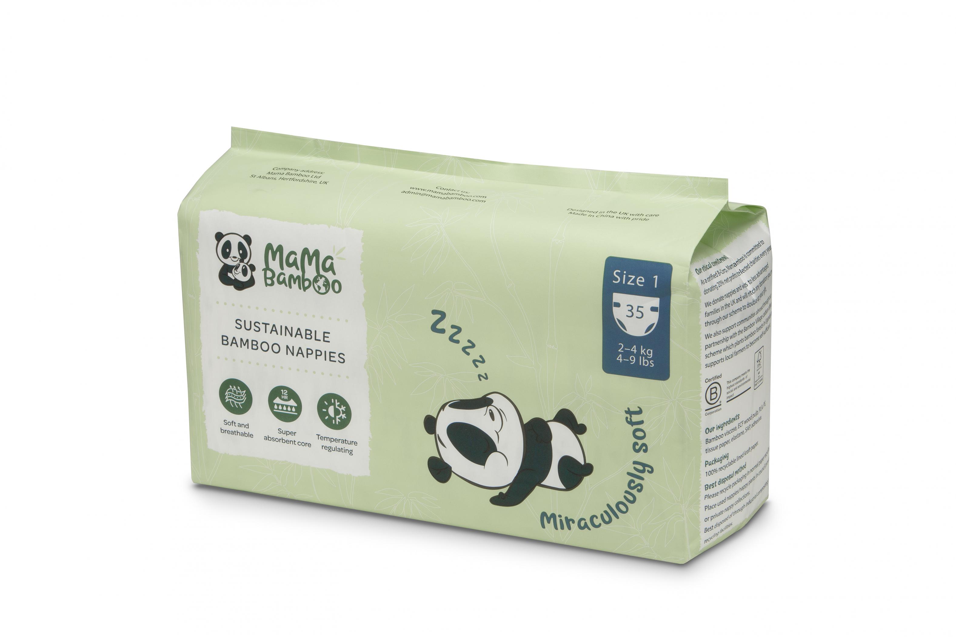 Sustainable Bamboo Nappies Size 1 (2-4kg 4-9lb) 35's