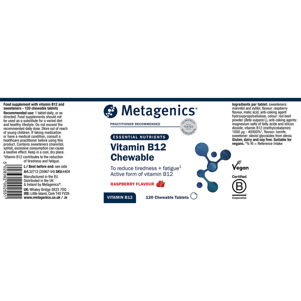 Vitamin B12 Chewable Raspberry Flavour 120s (Formerly Nutri Adv. NUT-4404)
