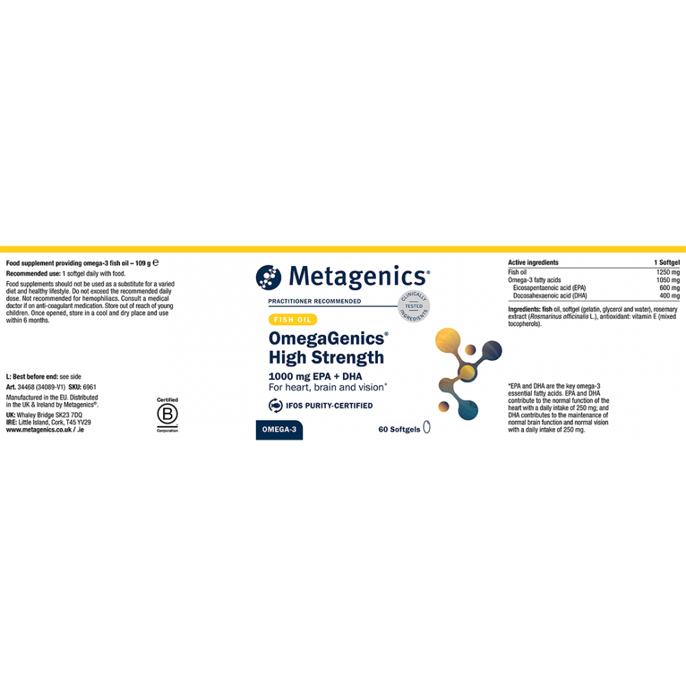 OmegaGenics High Strength Omega-3 Fish Oil 60's