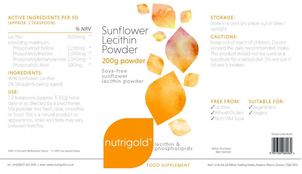 Sunflower Lecithin Powder 200g The Natural Dispensary