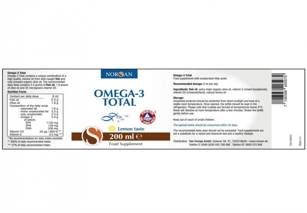 Omega-3 Total Natural Fish Oil 200ml