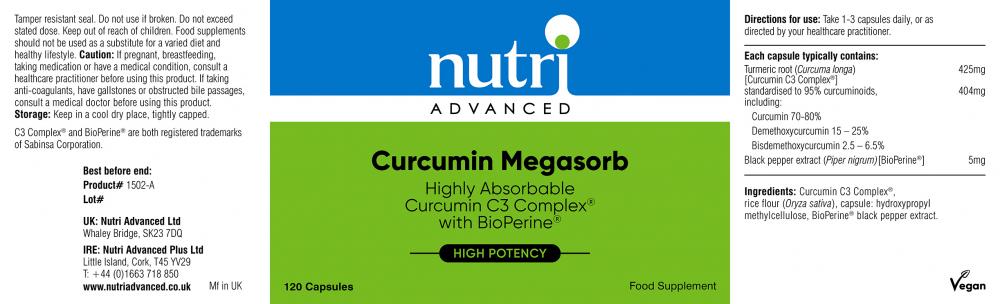 Curcumin Megasorb 120's (Moving to Metagenics Branding Soon MTG-1502-A)