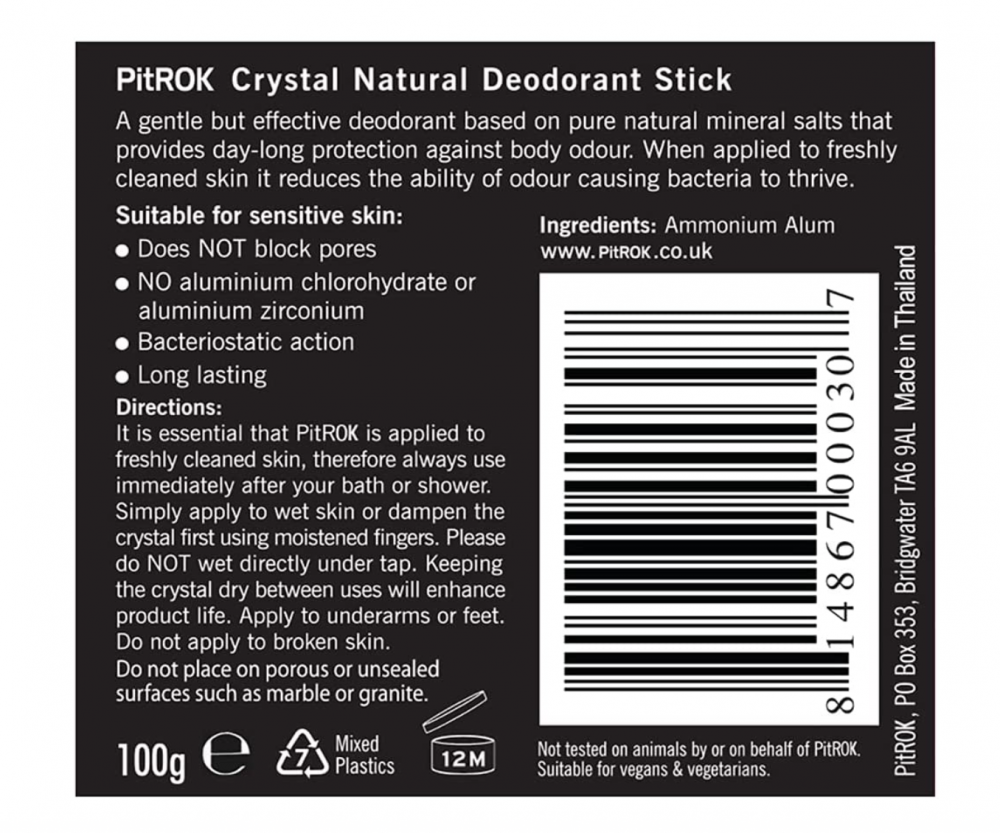 Crystal Sensitive - Fragrance Free Natural Deodorant Stick 100g