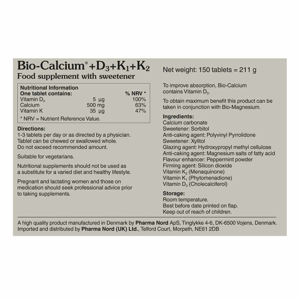 Bio-Calcium +D3 +K1 +K2 150's