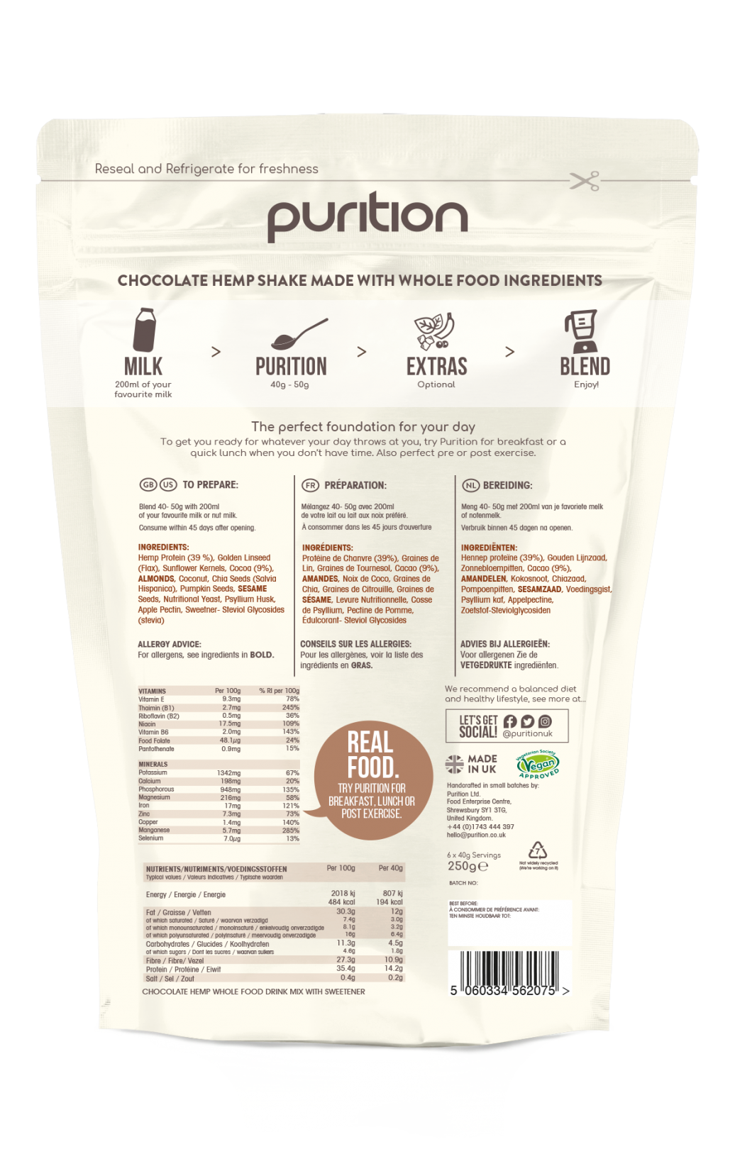 VEGAN Wholefood Plant Nutrition With Cocoa 250g
