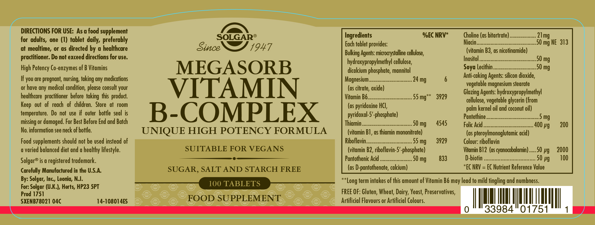 Megasorb Vitamin B-Complex 100's: The Natural Dispensary